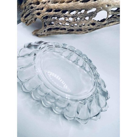 VINTAGE HEISEY Crystolite Rolled Sides Pickle Dish - Picture 3 of 5